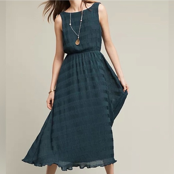 Anthropologie Sunday in Brooklyn Beryl Dark Green Midi Dress size M - Picture 1 of 9